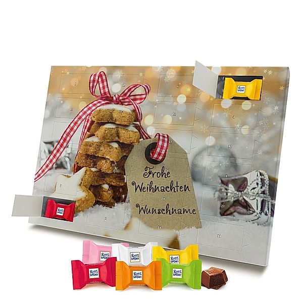 Personalisierter Ritter-Sport Adventskalender (Motiv: Keksetikett)