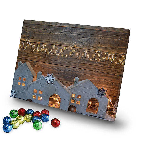 Personalisierter Schoko-Adventskalender (Motiv: Lichterkette)