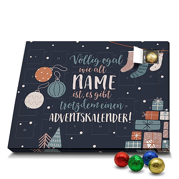 Personalisierter Schoko-Adventskalender (Motiv: Egal wie alt …)