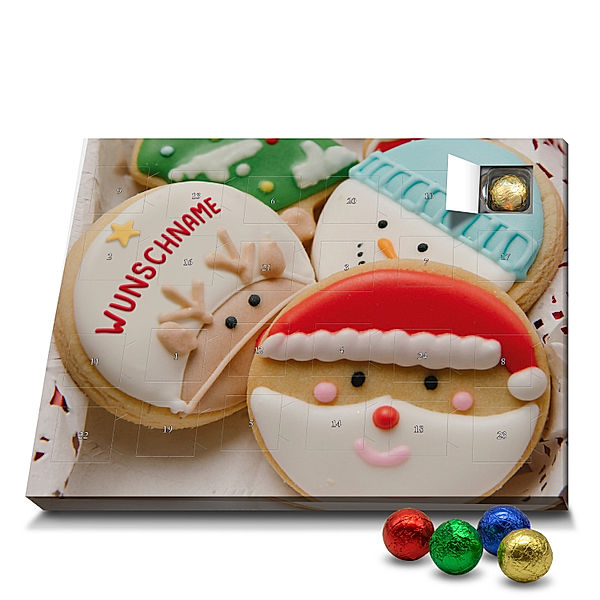 Personalisierter Schoko-Adventskalender (Motiv: Santa Cookie)