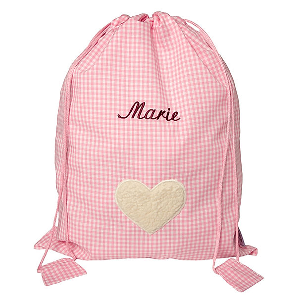 Lakaro Personalisierter Turnbeutel HERZ rosa (Farbe: pink)