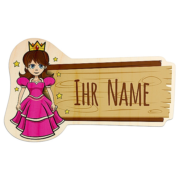 Personalisiertes Holz-Türschild mit Namen (Motiv: Prinzessin)