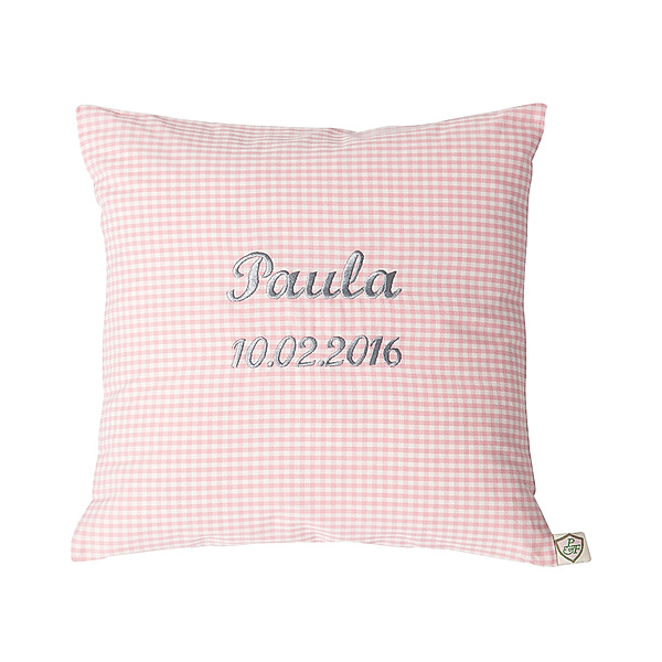 paula & ferdinand Personalisiertes Kissen VICHY KARO rose (Farbe: flieder)