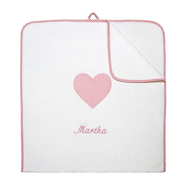 Lakaro Personalisiertes XL-Badehandtuch HERZ rosa (Stickfarbe: bordeaux)