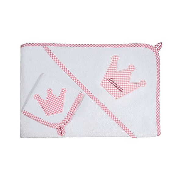Lakaro Personalisiertes XL-Handtuch-Set KRONE rosa (Farbe: bordeaux)