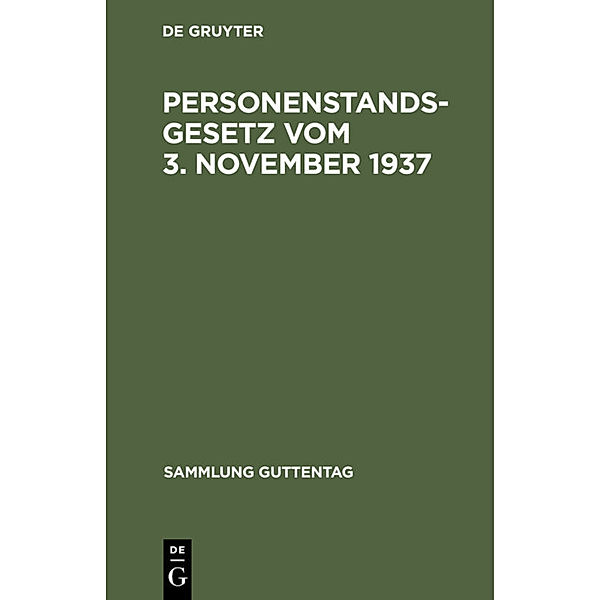 Personenstandsgesetz vom 3. November 1937