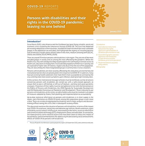 Persons with Disabilities and Their Rights in the COVID-19 Pandemic: Leaving no one Behind / United Nations