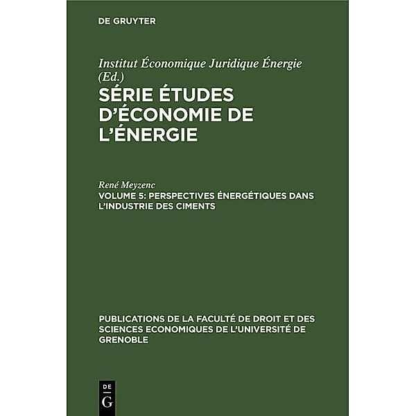 Perspectives énergétiques dans l'industrie des ciments / Publications de la Faculté de Droit et des Sciences Economiques de l'Université de Grenoble, René Meyzenc