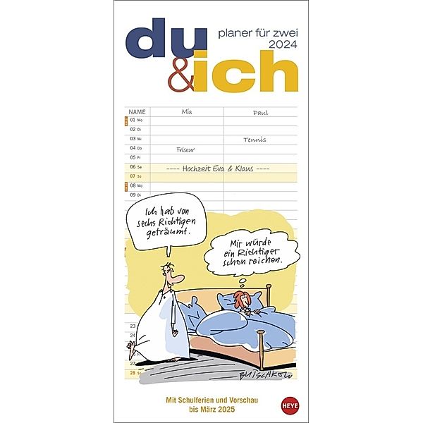 Peter Butschkow: Du & ich Planer für zwei 2024. Wand-Kalender 2024 zum Eintragen mit den bekannten Cartoons aus dem Pärchenalltag. Kalender für 2 mit Platz für Termine., Peter Butschkow: Du & ich Planer für zwei 2024. Wand-Kalender 2024 zum Eintragen mit den bekannten Cartoons aus dem Pärc