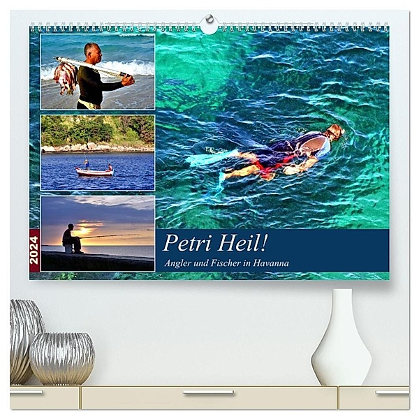 Petri Heil! Angler und Fischer in Havanna (hochwertiger Premium Wandkalender 2024 DIN A2 quer), Kunstdruck in Hochglanz, Henning von Löwis of Menar