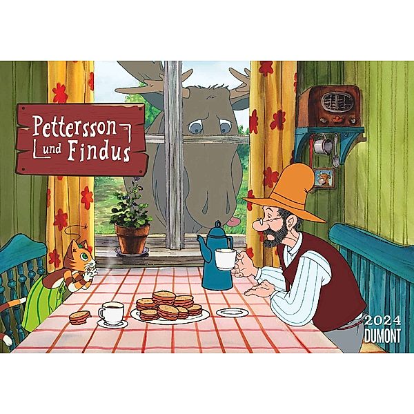 Pettersson & Findus 2024 - Von Sven Nordqvist - Wandkalender für Kinder - Querformat 42 x 29,7 cm