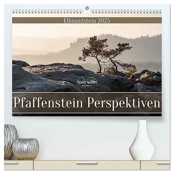 Pfaffenstein Perspektiven - Elbsandstein (hochwertiger Premium Wandkalender 2025 DIN A2 quer), Kunstdruck in Hochglanz, Calvendo, Kevin Walther