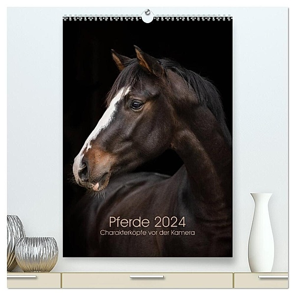 Pferde 2024 - Charakterköpfe vor der Kamera (hochwertiger Premium Wandkalender 2024 DIN A2 hoch), Kunstdruck in Hochglanz, Paula Müller
