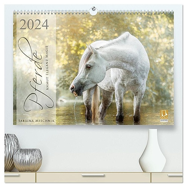 Pferde - Anmut, Eleganz, Magie (hochwertiger Premium Wandkalender 2024 DIN A2 quer), Kunstdruck in Hochglanz, Sabrina Mischnik