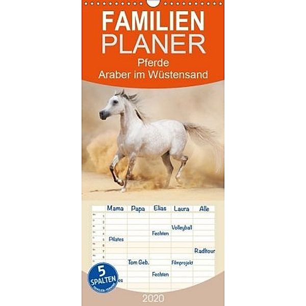 Pferde - Araber im Wüstensand - Familienplaner hoch (Wandkalender 2020 , 21 cm x 45 cm, hoch), Elisabeth Stanzer