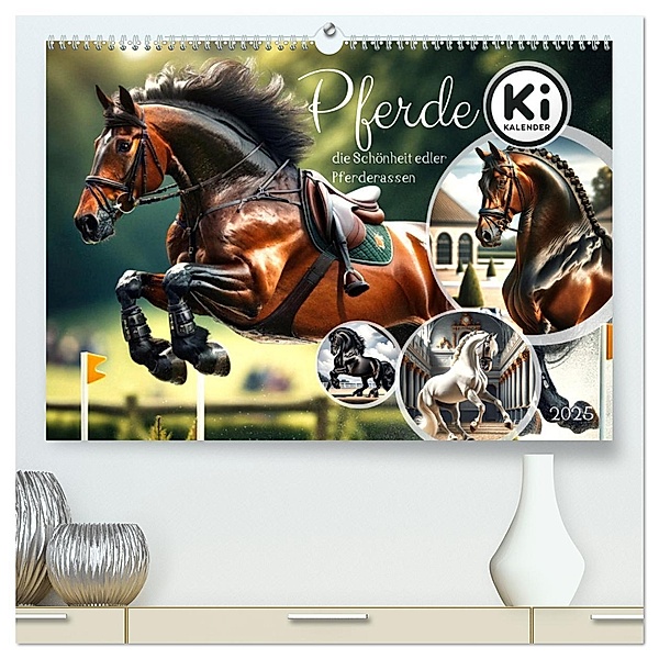 Pferde - die Schönheit edler Pferderassen (hochwertiger Premium Wandkalender 2025 DIN A2 quer), Kunstdruck in Hochglanz, Calvendo, Marco Warstat