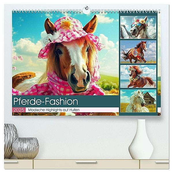 Pferde-Fashion. Modische Highlights auf Hufen (hochwertiger Premium Wandkalender 2025 DIN A2 quer), Kunstdruck in Hochglanz, Calvendo, Rose Hurley