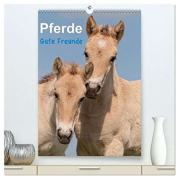 Pferde Gute Freunde (hochwertiger Premium Wandkalender 2024 DIN A2 hoch), Kunstdruck in Hochglanz, Meike Bölts