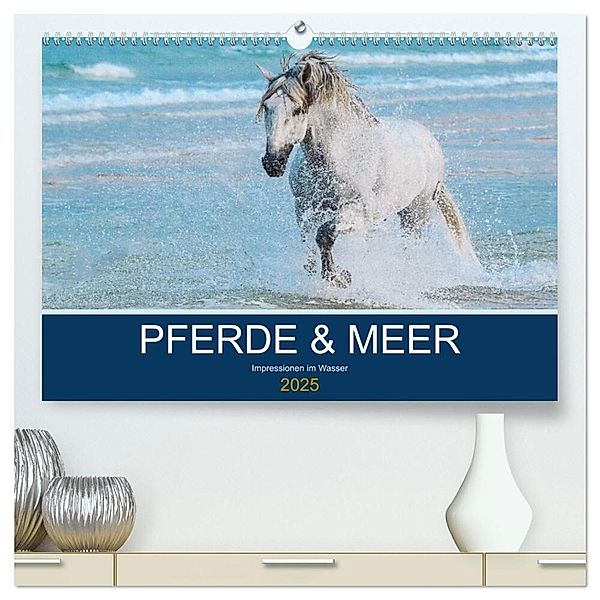 PFERDE & MEER (hochwertiger Premium Wandkalender 2025 DIN A2 quer), Kunstdruck in Hochglanz, Calvendo, Petra Eckerl Tierfotografie