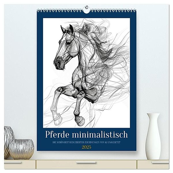Pferde minimalistisch (hochwertiger Premium Wandkalender 2025 DIN A2 hoch), Kunstdruck in Hochglanz, Calvendo, Kerstin Waurick