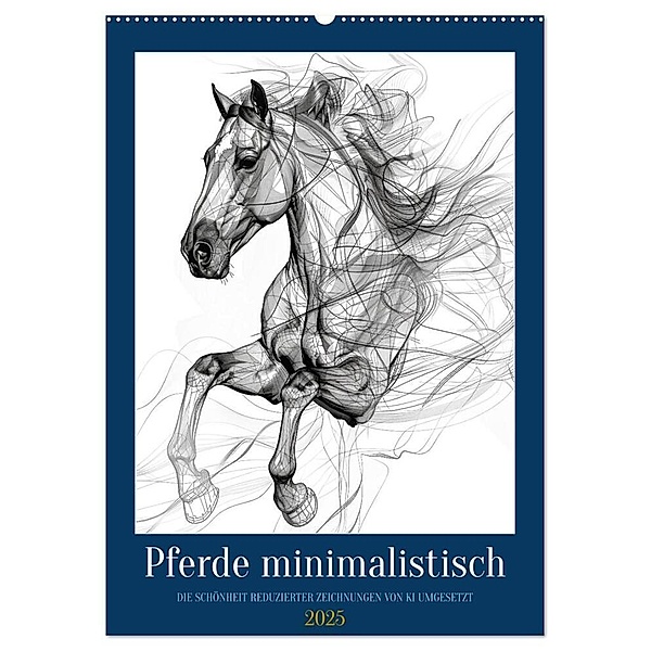Pferde minimalistisch (Wandkalender 2025 DIN A2 hoch), CALVENDO Monatskalender, Calvendo, Kerstin Waurick