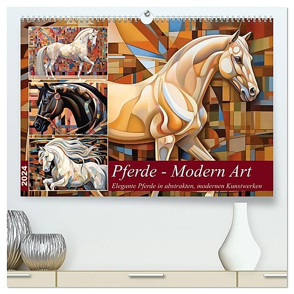 Pferde - Modern Art (hochwertiger Premium Wandkalender 2024 DIN A2 quer), Kunstdruck in Hochglanz, Kerstin Waurick