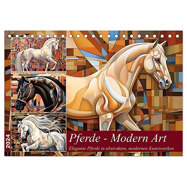 Pferde - Modern Art (Tischkalender 2024 DIN A5 quer), CALVENDO Monatskalender, Kerstin Waurick
