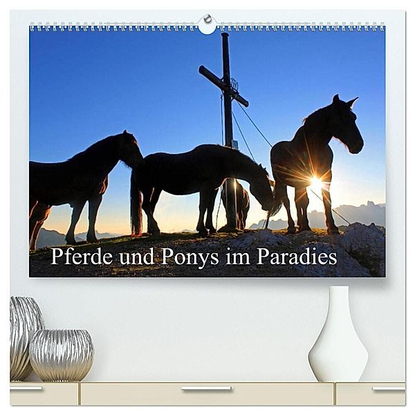 Pferde und Ponys im Paradies (hochwertiger Premium Wandkalender 2025 DIN A2 quer), Kunstdruck in Hochglanz, Calvendo, Christa Kramer