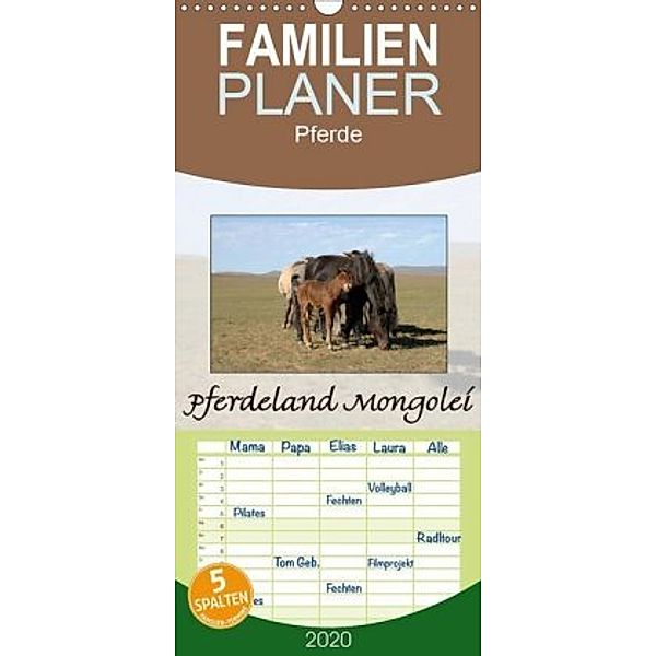 Pferdeland Mongolei - Familienplaner hoch (Wandkalender 2020 , 21 cm x 45 cm, hoch), AJ Beuck