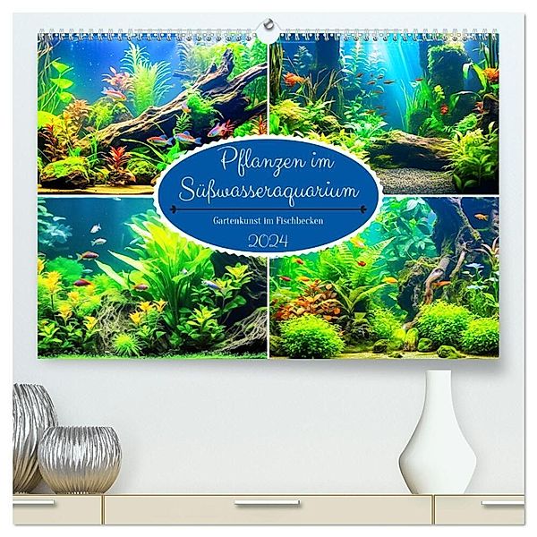 Pflanzen im Süßwasseraquarium. Gartenkunst im Fischbecken (hochwertiger Premium Wandkalender 2024 DIN A2 quer), Kunstdruck in Hochglanz, Rose Hurley