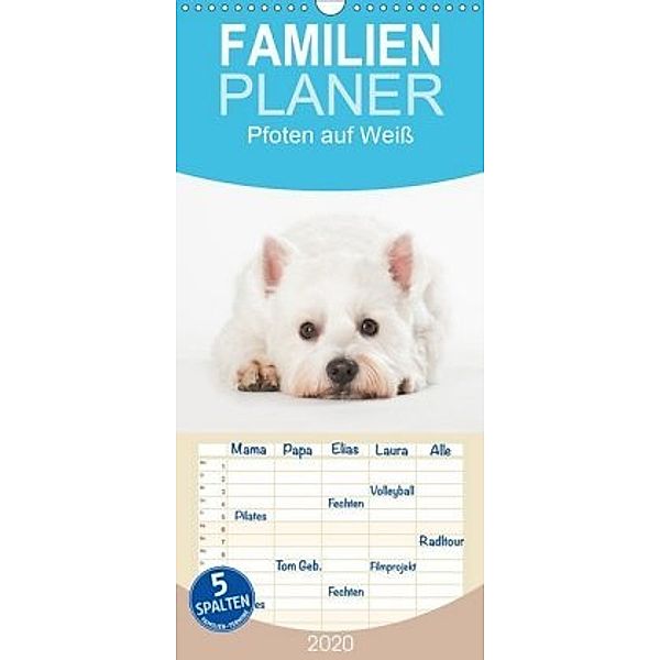 Pfoten auf Weiß - Familienplaner hoch (Wandkalender 2020 , 21 cm x 45 cm, hoch), Nicole Noack