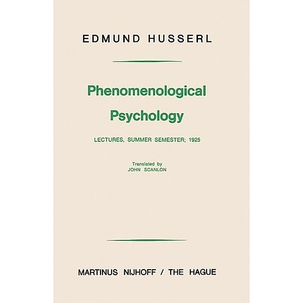 Phenomenological Psychology, Edmund Husserl