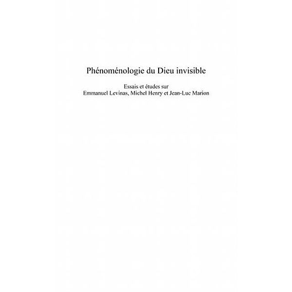 Phenomenologie du dieu invisible - essais et etudes sur emma / Hors-collection, Ruud Welten