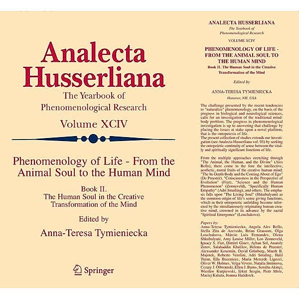 Phenomenology of Life - From the Animal Soul to the Human Mind / Analecta Husserliana Bd.94