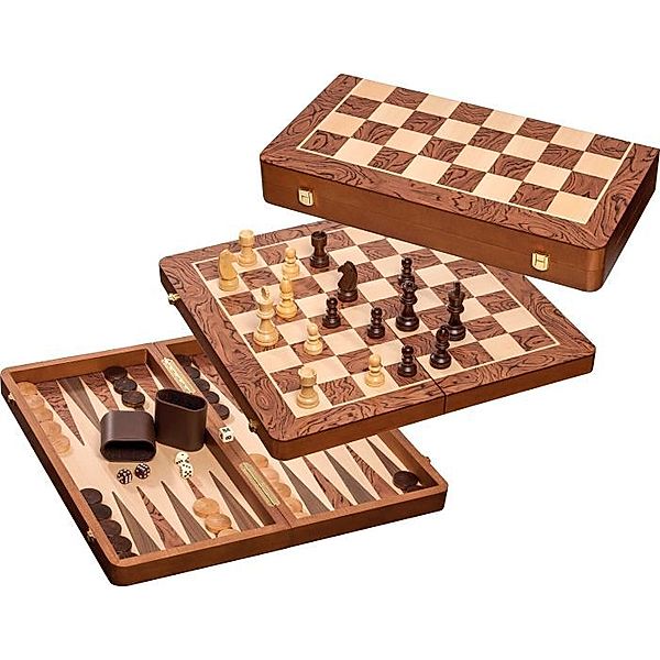 Philos Philos Schach-Backgammon-Dame-Set, Feldgröße 50 mm