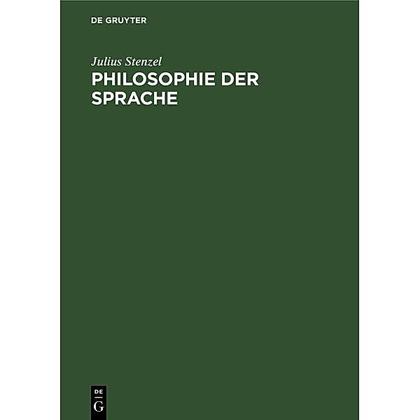 Philosophie der Sprache / Jahrbuch des Dokumentationsarchivs des österreichischen Widerstandes, Julius Stenzel