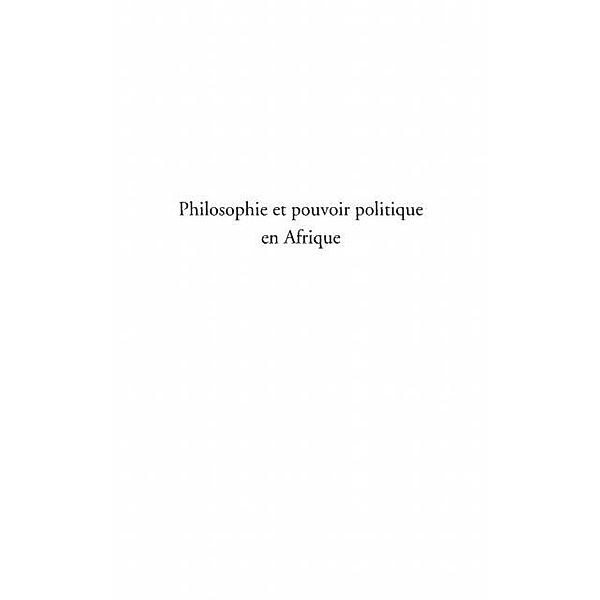 Philosophie et pouvoir politique en Afrique / Hors-collection, Ngoma-Binda P.