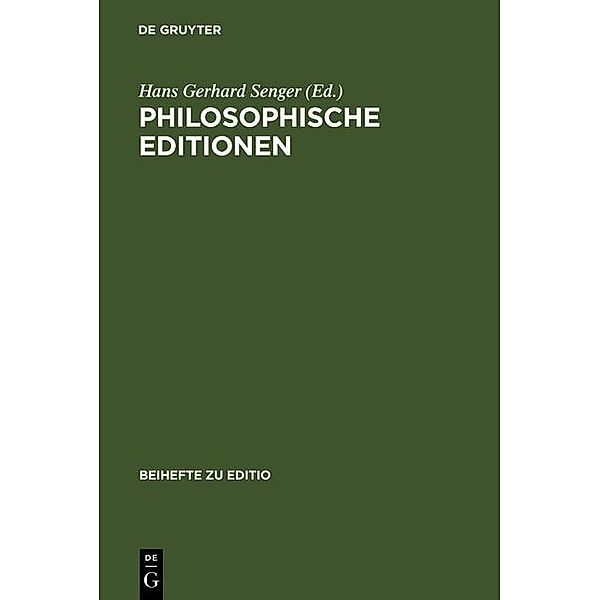 Philosophische Editionen / Beihefte zu editio Bd.6
