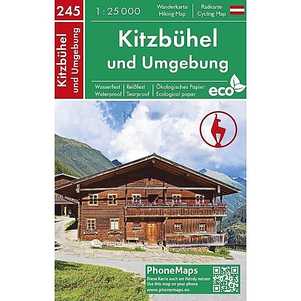 PhoneMaps Wander- Radkarte Österreich / PM 245 / Kitzbühel und Umgebung, Wander- Radkarte 1 : 25 000