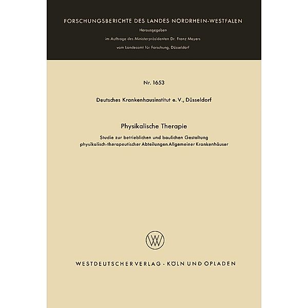 Physikalische Therapie / Forschungsberichte des Landes Nordrhein-Westfalen Bd.1653, Kenneth A. Loparo