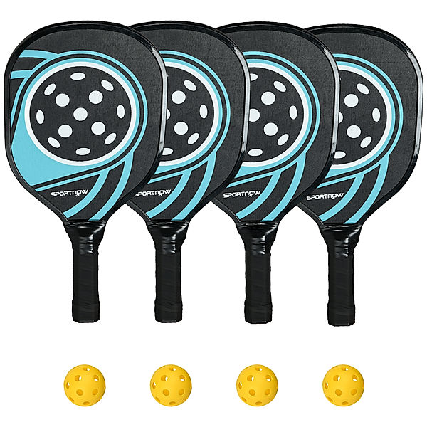 SPORTNOW Pickleball-Set mit 4 Schlägern und 4 Bällen schwarz, blau (Farbe: schwarz, blau)