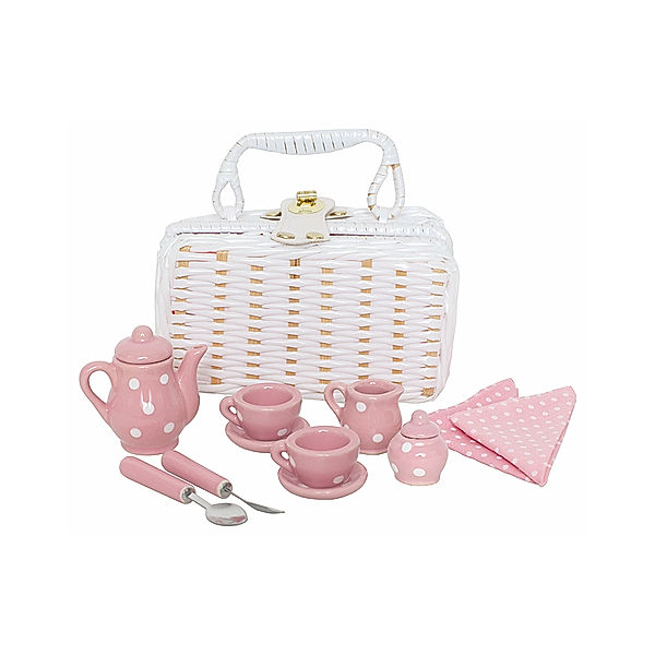 JaBaDaBaDo Picknick-Set MINI aus Porzellan in rosa/weiß