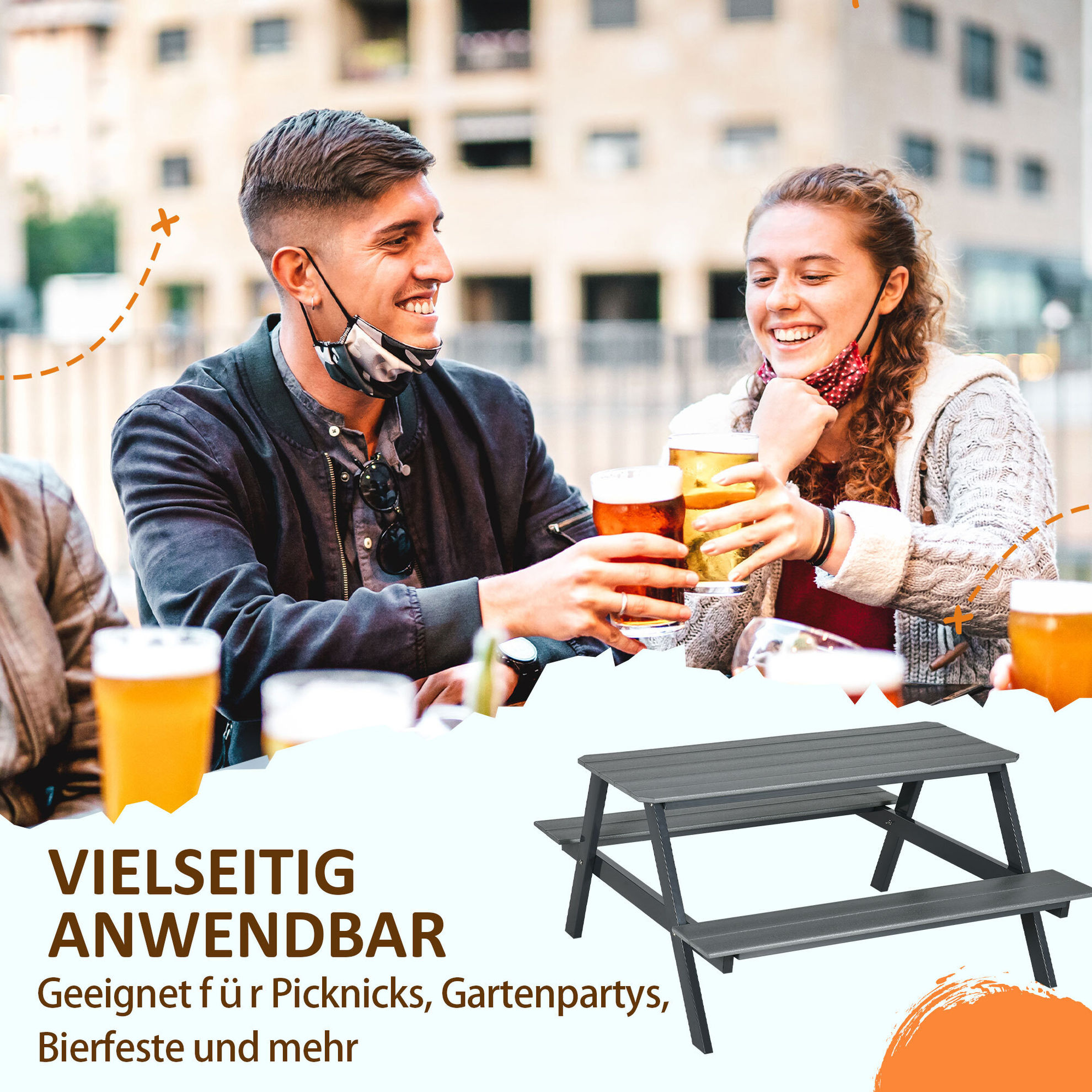 Picknick Tisch mit Bank grau Farbe: grau bestellen | Weltbild.de