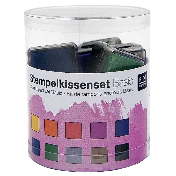 RICO DESIGN Pigment-Stempelkissen REGENBOGEN BASIC 10er-Pack