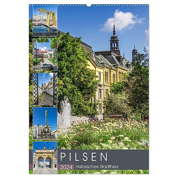 PILSEN Historisches Stadtherz (Wandkalender 2024 DIN A2 hoch), CALVENDO Monatskalender, Melanie Viola