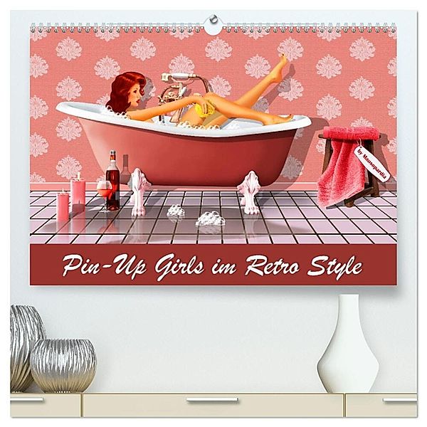 Pin-Up Girls im Retro Style by Mausopardia (hochwertiger Premium Wandkalender 2024 DIN A2 quer), Kunstdruck in Hochglanz, Monika Jüngling alias Mausopardia