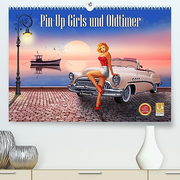 Pin-Up Girls und Oldtimer by Mausopardia (Premium, hochwertiger DIN A2 Wandkalender 2023, Kunstdruck in Hochglanz), Monika Jüngling alias Mausopardia