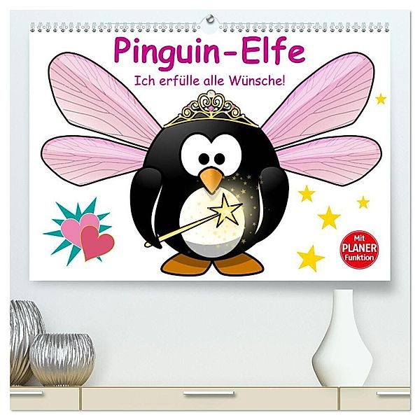 Pinguin-Elfe (hochwertiger Premium Wandkalender 2025 DIN A2 quer), Kunstdruck in Hochglanz, Calvendo, Elisabeth Stanzer