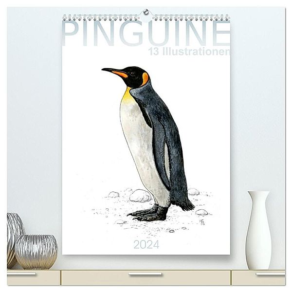 Pinguine - 13 Illustrationen (hochwertiger Premium Wandkalender 2024 DIN A2 hoch), Kunstdruck in Hochglanz, Frithjof Spangenberg