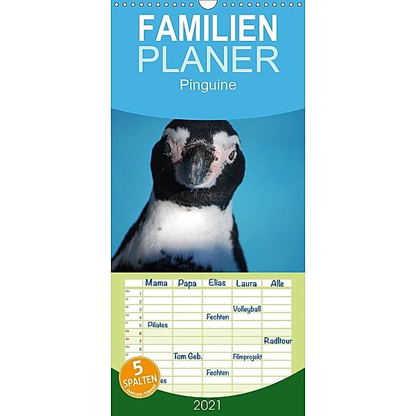 Pinguine 2021 - Familienplaner hoch (Wandkalender 2021 , 21 cm x 45 cm, hoch), Ilka Groos